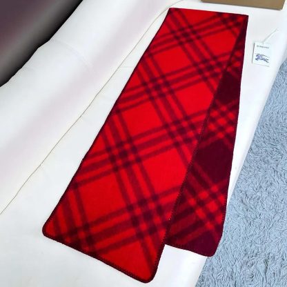 Burberry Unisex Check Wool Scarf-Red 80792481 - 图片 3