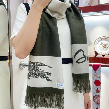 Burberry Unisex EKD Logo Wool Scarf-Dark Green 80952311 - 图片 8