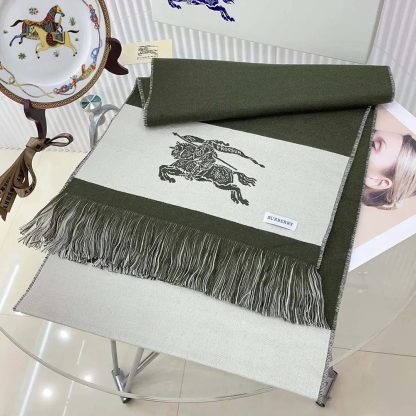 Burberry Unisex EKD Logo Wool Scarf-Dark Green 80952311 - 图片 3