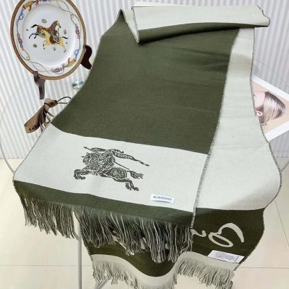 Burberry Unisex EKD Logo Wool Scarf-Dark Green 80952311 - 图片 2