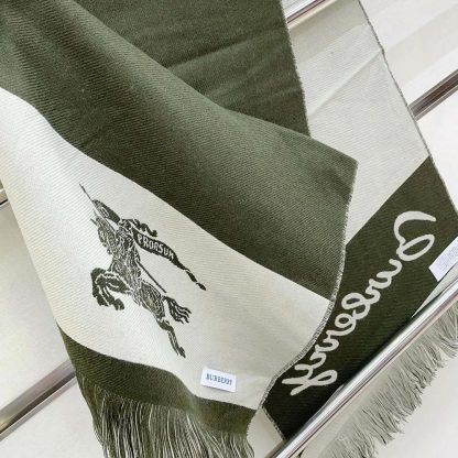 Burberry Unisex EKD Logo Wool Scarf-Dark Green 80952311 - 图片 6