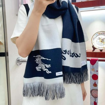 Burberry Unisex EKD Logo Wool Scarf-Grey 80940151 - 图片 2