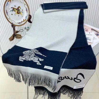 Burberry Unisex EKD Logo Wool Scarf-Grey 80940151 - 图片 6