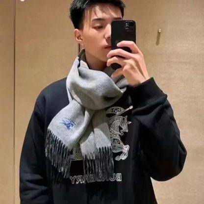 Burberry Unisex Reversible Cashmere Scarf-Grey 80778241 - 图片 7