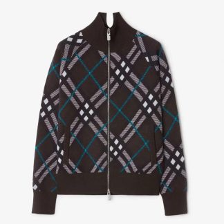 Burberry Women Check Wool Blend Track Jacket-Black 80950831