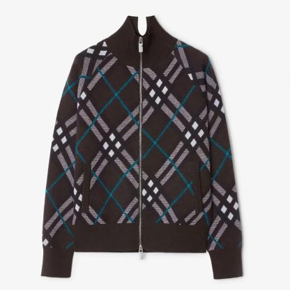 Burberry Women Check Wool Blend Track Jacket-Black 80950831