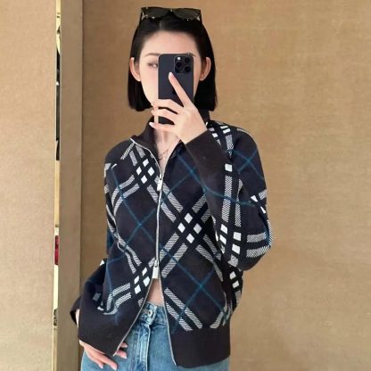 Burberry Women Check Wool Blend Track Jacket-Black 80950831 - 图片 3