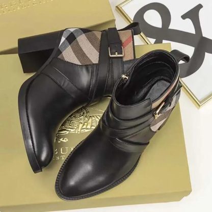 Burberry Women House Check and Leather Ankle Boots 80568181 - 图片 3