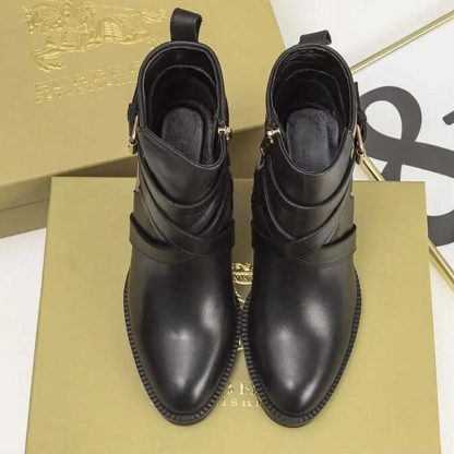 Burberry Women House Check and Leather Ankle Boots 80568181 - 图片 2