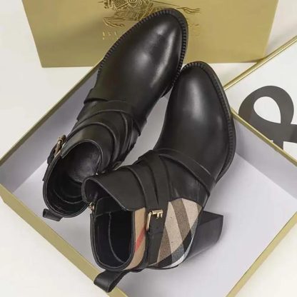 Burberry Women House Check and Leather Ankle Boots 80568181 - 图片 7
