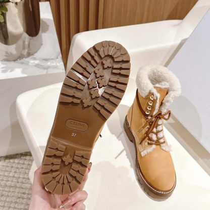 Celine Unisex Kurt Lace-up Mid Boot in Nubuck Calfskin and Shearling - 图片 10