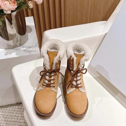 Celine Unisex Kurt Lace-up Mid Boot in Nubuck Calfskin and Shearling - 图片 2