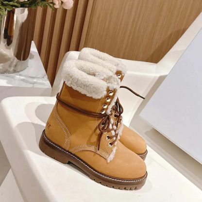 Celine Unisex Kurt Lace-up Mid Boot in Nubuck Calfskin and Shearling - 图片 4
