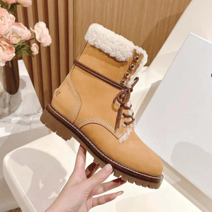 Celine Unisex Kurt Lace-up Mid Boot in Nubuck Calfskin and Shearling - 图片 6