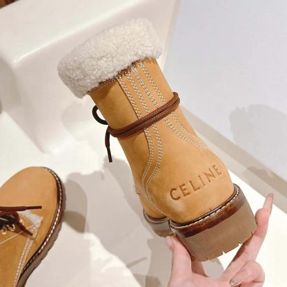 Celine Unisex Kurt Lace-up Mid Boot in Nubuck Calfskin and Shearling - 图片 7
