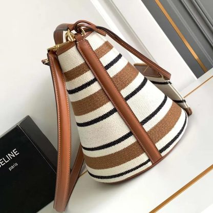 Celine Women Bucket 16 Bag in Striped Textile with Celine Jacquard - 图片 4