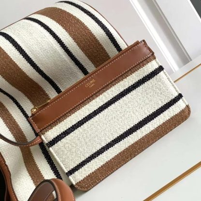Celine Women Bucket 16 Bag in Striped Textile with Celine Jacquard - 图片 6