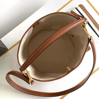 Celine Women Bucket 16 Bag in Striped Textile with Celine Jacquard - 图片 9