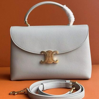 Celine Women Medium Nino Bag in Shiny Calfskin-White 117523GG2 - 图片 2