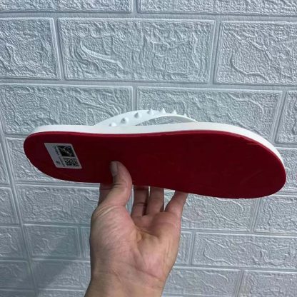 Christian Louboutin Men Loubi Donna Spike Red Sole Flip Flops-White - 图片 5