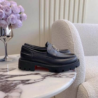 Christian Louboutin Women CL Moc Lug Loafers Calf leather-Black - 图片 5