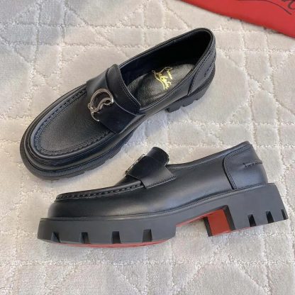 Christian Louboutin Women CL Moc Lug Loafers Calf leather-Black - 图片 4
