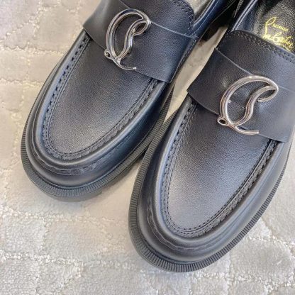 Christian Louboutin Women CL Moc Lug Loafers Calf leather-Black - 图片 8
