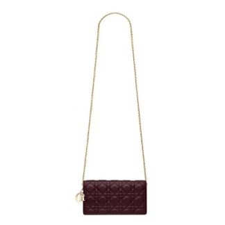 Dior Lady Dior Pouch Patent Cannage Calfskin-Maroon
