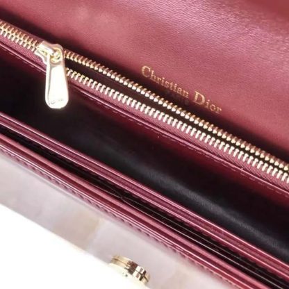 Dior Lady Dior Pouch Patent Cannage Calfskin-Maroon - 图片 10