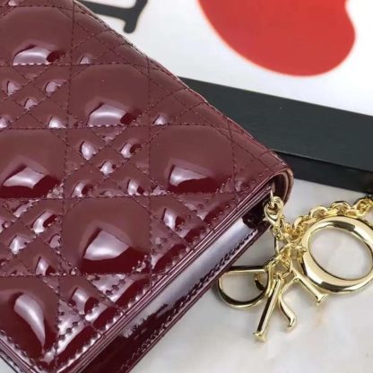 Dior Lady Dior Pouch Patent Cannage Calfskin-Maroon - 图片 9