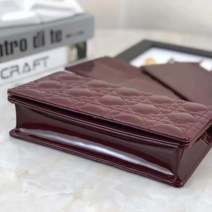 Dior Lady Dior Pouch Patent Cannage Calfskin-Maroon - 图片 8
