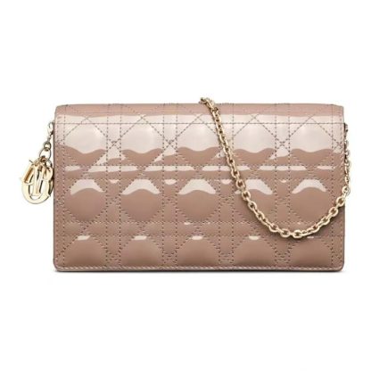 Dior Lady Dior Pouch Patent Cannage Calfskin-Sandy