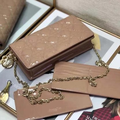 Dior Lady Dior Pouch Patent Cannage Calfskin-Sandy - 图片 5