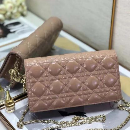Dior Lady Dior Pouch Patent Cannage Calfskin-Sandy - 图片 3