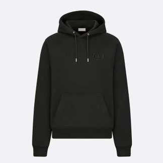 Dior Men CD Icon Hooded Sweatshirt Black Cotton Fleece