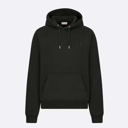 Dior Men CD Icon Hooded Sweatshirt Black Cotton Fleece