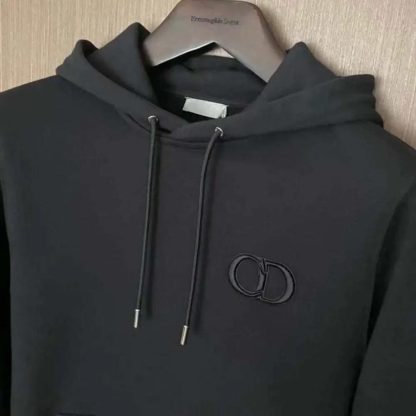 Dior Men CD Icon Hooded Sweatshirt Black Cotton Fleece - 图片 4