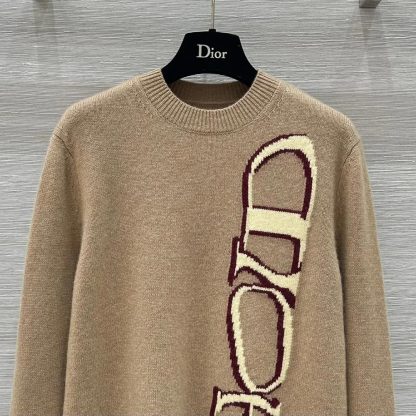 Dior Men DIOR AND LEWIS HAMILTON Sweater Brown Virgin Wool and Cashmere Intarsia - 图片 4