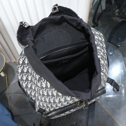 Dior Men Dior 8 Backpack with Flap Beige and Black Dior Oblique Jacquard - 图片 6
