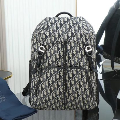 Dior Men Dior 8 Backpack with Flap Beige and Black Dior Oblique Jacquard - 图片 2