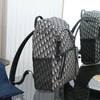 Dior Men Dior 8 Backpack with Flap Beige and Black Dior Oblique Jacquard - 图片 3