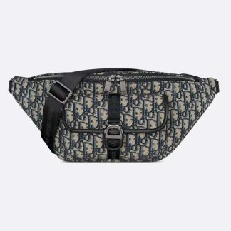 Dior Men Dior 8 Belt Bag Beige and Black Dior Oblique Jacquard