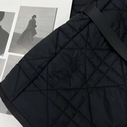 Dior Women Macrocannage Belted Peacoat Black Quilted Technical Taffeta - 图片 8