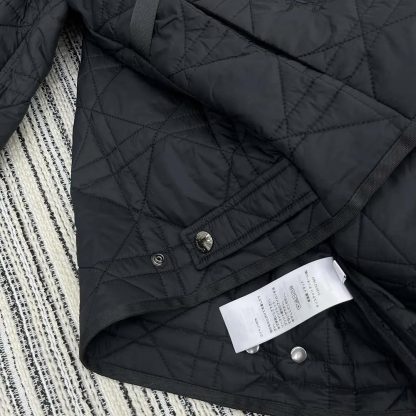 Dior Women Macrocannage Belted Peacoat Black Quilted Technical Taffeta - 图片 9