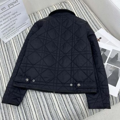 Dior Women Macrocannage Belted Peacoat Black Quilted Technical Taffeta - 图片 3