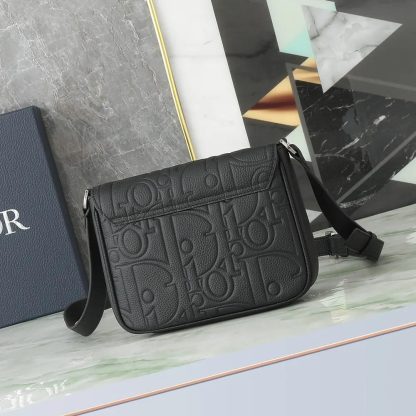 Dior Men Messenger Bag with Flap Black Dior Gravity Leather and Black Grained Calfskin - 图片 3