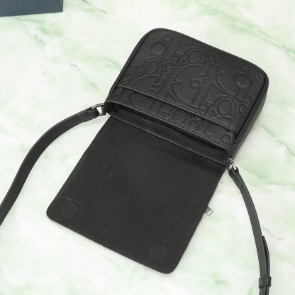 Dior Men Messenger Bag with Flap Black Dior Gravity Leather and Black Grained Calfskin - 图片 6