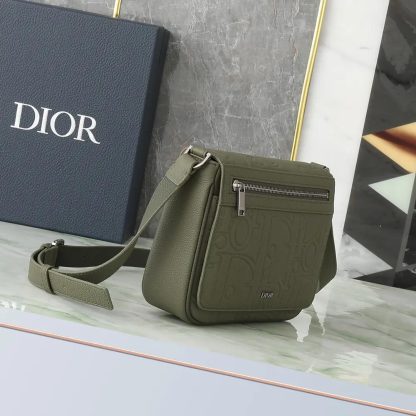 Dior Men Messenger Bag with Flap Khaki Dior Gravity Leather and Khaki Grained Calfskin - 图片 4