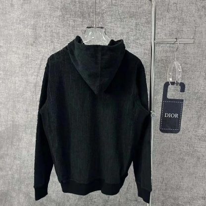 Dior Men Oblique Relaxed-Fit Hooded Sweatshirt Black Terry Cotton Jacquard - 图片 5