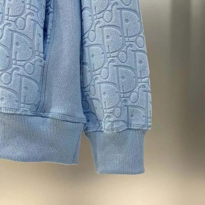 Dior Men Oblique Relaxed-Fit Hooded Sweatshirt Blue Terry Cotton Jacquard - 图片 7